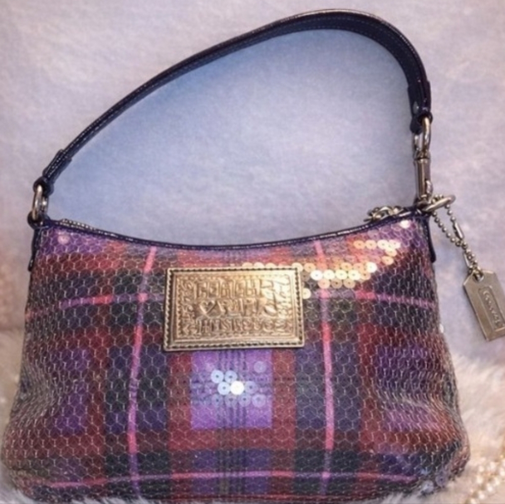 Limited-Edition Coach Poppy Tartan Plaid Small Sequined Shoulder Bag - MSRP $298 - Picture 9 of 15